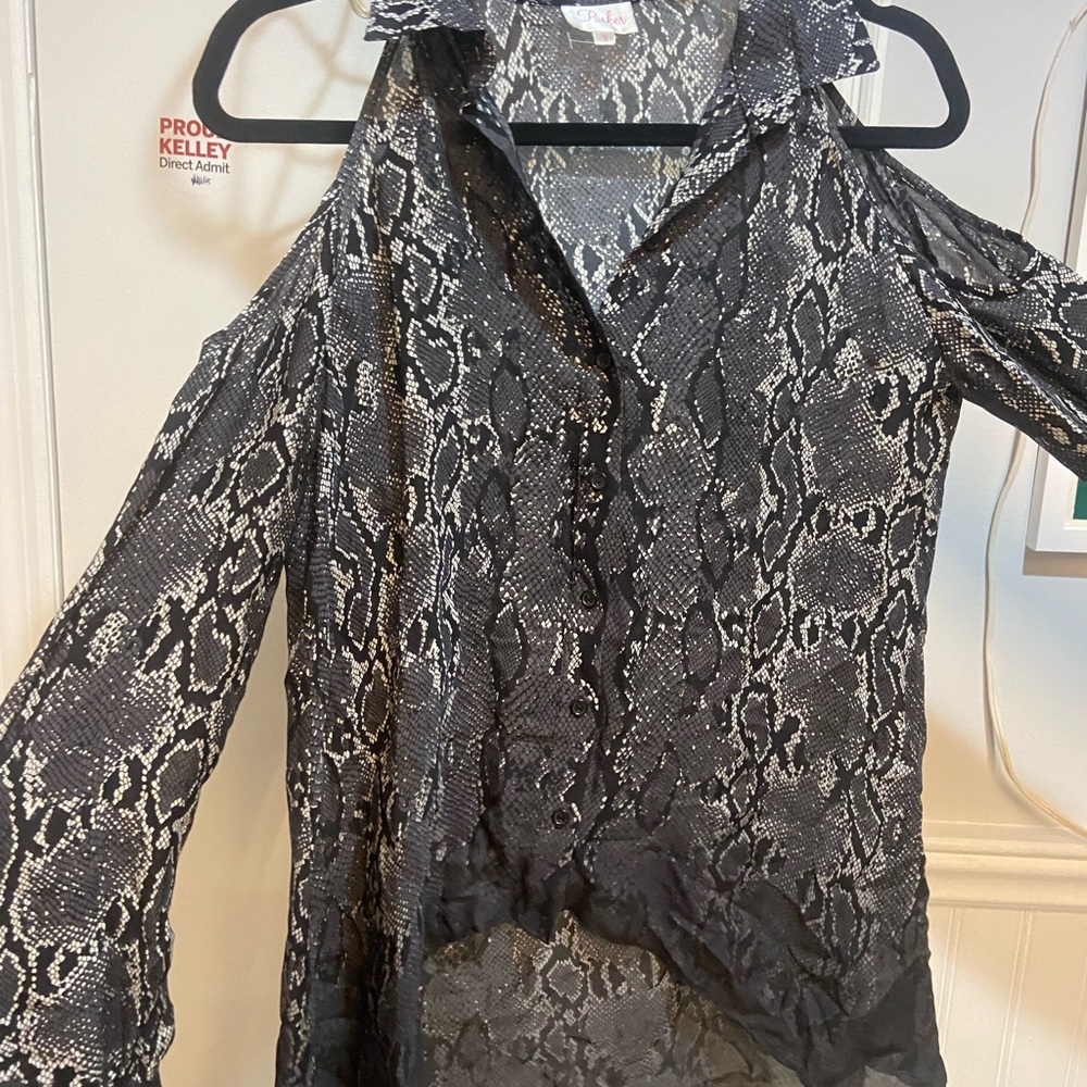 Parker Black and White Snakeskin Blouse
